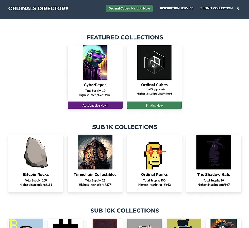 Ordinals Directory