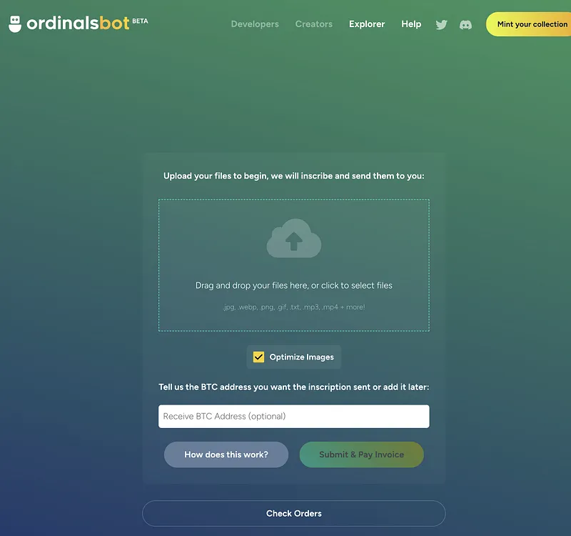 Ordinalsbot Interface