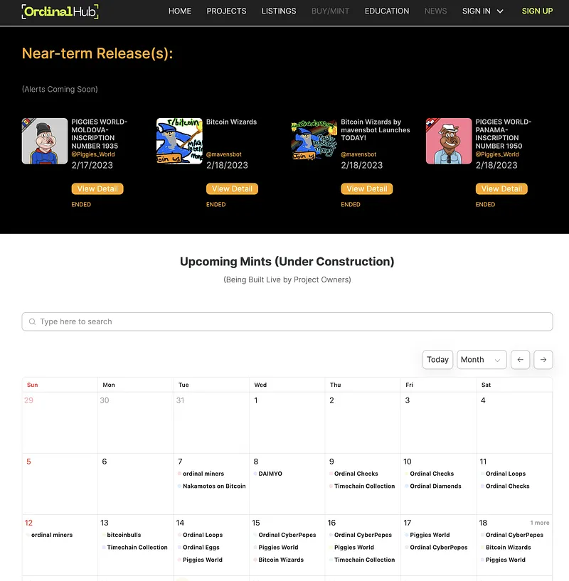 OrdinalHub Interface